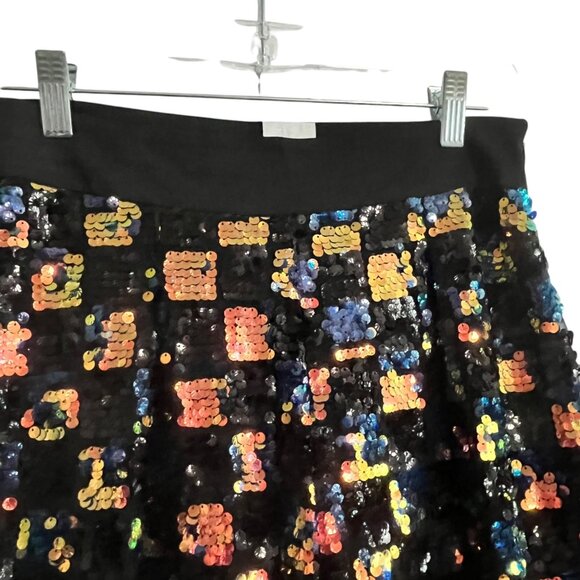 MSRP 288 QUEEN OF SPARKLES BLACK SEQUIN CHECKERED PANTS WOMENS SMALL RAINBOW - Picture 4 of 6